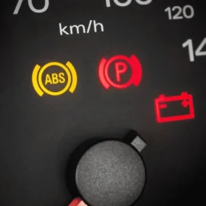 Dashboard Warning Indicators Including ABS, Parking Brake, and Battery Light