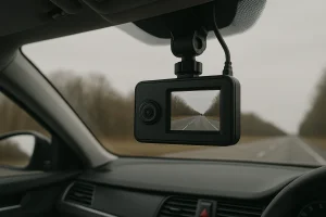Dashcam Recording Highway from Inside a Car