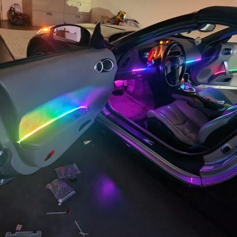 Interior ambient lighting fitted to a Nissan