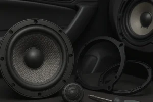 Car Audio System Speakers and Accessories in a Vehicle Interior
